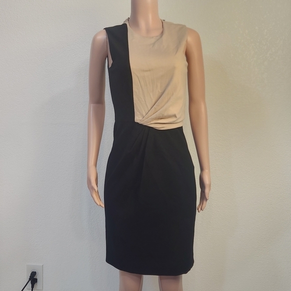 Jason Wu Colorblock Black and Tan Minimalist Hidden Zipper Dress Size: 8 - Picture 1 of 16